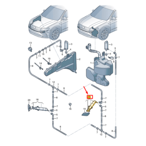 CHISGUETERO LIMPIAFARO VOLKSWAGEN TIGUAN 2017 AL 2020 INYECTOR ACTUADOR DEL IZQ ORIGINAL COD. 5NA-955-103-A