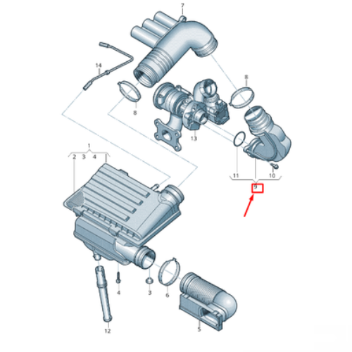 DUCTO ADMISION DE AIRE VOLKSWAGEN JETTA/ GOLF/ TIGUAN/ POLO/ VENTO 2015 AL 2024/ SEAT LEON/ IBIZA/ ATECA/ TOLEDO/ AUDI A1/ A3/ Q2/ Q3 2014 AL 2023 BOCA TURBO ORIGINAL COD. 04E-129-656-R