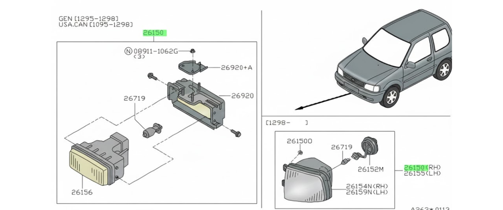 FARO AUX (NIEBLA) NISSAN PATHFINDER 1966 A 1999 H3 DEL DER DESMONTADO ORIGINAL COD. 261500W025