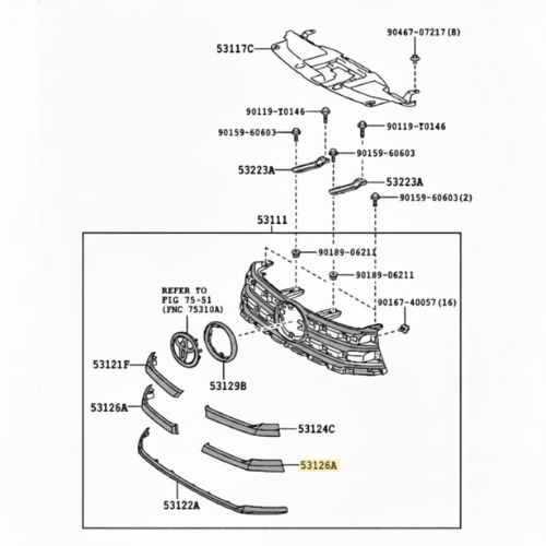 MOLDURA PARRILLA TOYOTA HILUX 2015 AL 2020 INF IZQ