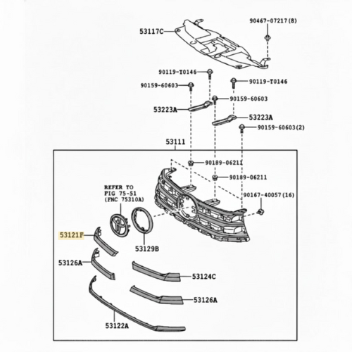 MOLDURA PARRILLA TOYOTA HILUX 2015 AL 2020 SUP DER