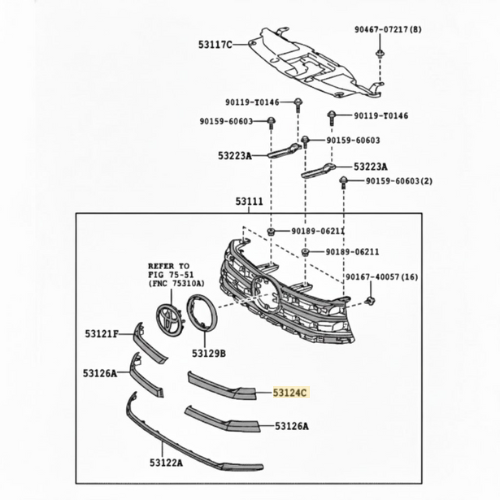 MOLDURA PARRILLA TOYOTA HILUX 2015 AL 2020 SUP IZQ