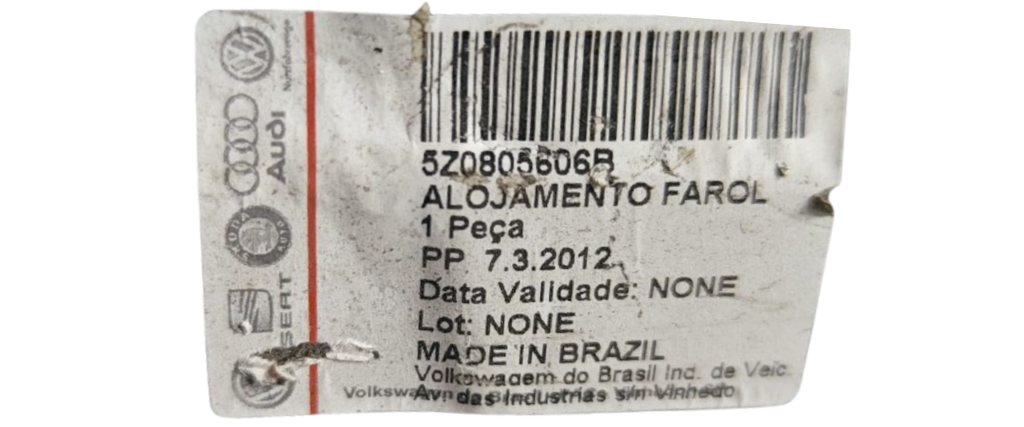 BASE FARO (CARCASA) VOLKSWAGEN CROSSFOX/ LUPO/ SPORTVAN 2005 AL 2010 DER DESMONTADO ORIGINAL COD. 55Z0-805-606-B