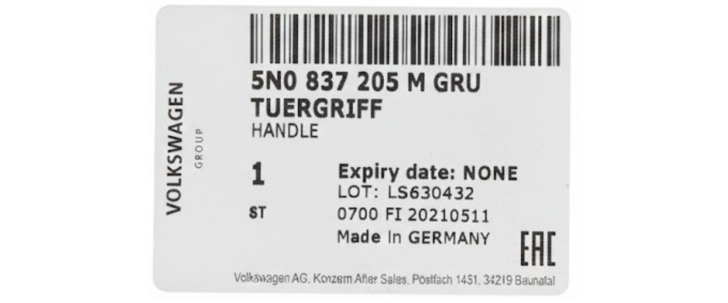MANIJA EXT VOLKSWAGEN JETTA MK6 2011 AL 2018/ BEETLE 2012 AL 2019/ TIGUAN 2008 AL 2017 TRAS/DEL IZQ/DER ORIGINAL COD. 5N0-837-205-M