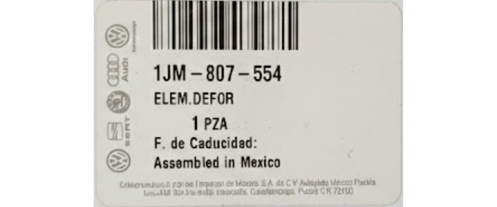 BRACK (BRAZO) DEFENSA VOLKSWAGEN JETTA A4/ JETTA CLASICO 1999 AL 2015 TRAS DER ORIGINAL COD. IJM-807-554