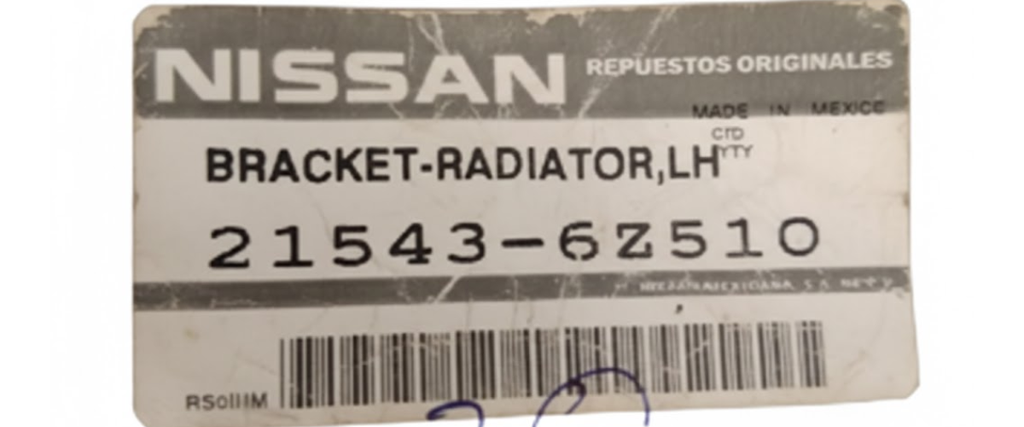 SOPORTE RADIADOR NISSAN SENTRA 2003 AL 2006 1.8/2.5L SUP IZQ ORIGINAL COD. 21543-6Z510