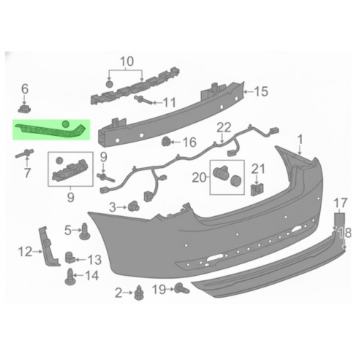 GUIA FASCIA (DEFENSA) CHEVROLET CRUZE 2010 AL 2016 TRAS IZQ ORIGINAL COD. 94833090