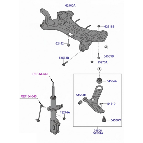 HORQUILLA HYUNDAI GRAND I10 2015 AL 2021 INF DER ORIGINAL COD. 54501-B4000