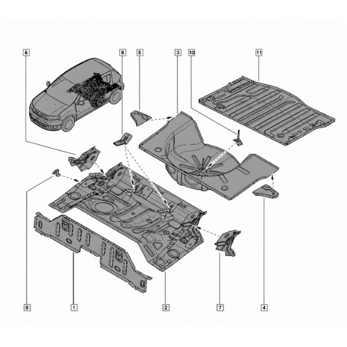 PISO CAJUELA RENAULT SANDERO II/ LOGAN II 2014 AL 2021 P/TINA REFACCION TRAS ORIGINAL COD. 745146485R