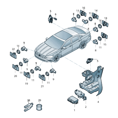 SOPORTE SENSOR VOLKSWAGEN JETTA A7/ TAOS 2019 AL 2024 FRONT DEL ORIGINAL COD. 17A-919-494-C