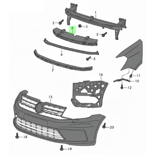 ANTIMPACTO VOLKSWAGEN CADDY 2016 AL 2020 ORIGINAL COD. 2K5-807-248-B
