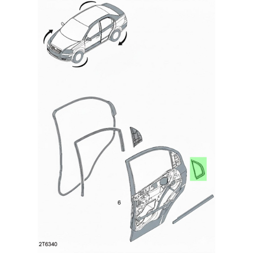 MOLDURA PUERTA CHEVROLET AVEO 2007 AL 2017 EXT TRAS ORIGINAL COD. 96649124