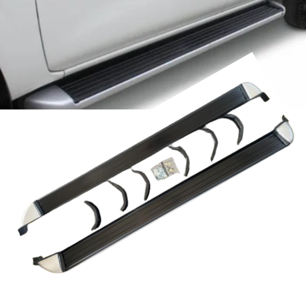 ESTRIBO NISSAN PU NP300 2015 AL 2023 ALUMINIO C/ HERRAJES INSTALACION JGO 2 PZAS