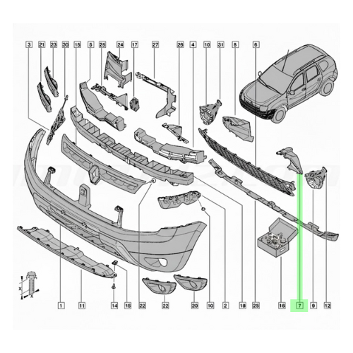 TOLVA (DEFLECTOR) RADIADOR RENAULT DUSTER 2012 AL 2020 DEL IZQ ORIGINAL COD. 214992248R