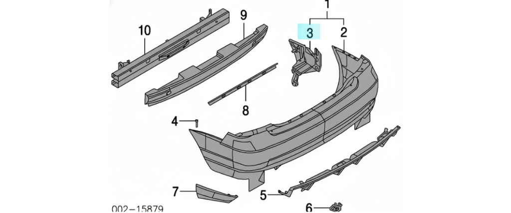 GUIA FASCIA (DEFENSA) FORD FOCUS 2005 AL 2007 TRAS IZQ ORIGINAL COD. 6S4Z-17D995-AA