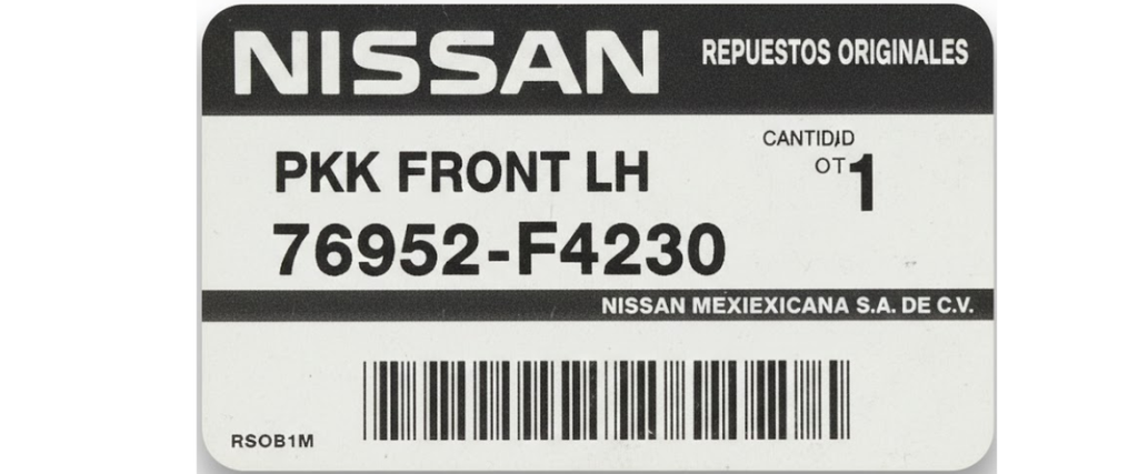 PISA ALFOMBRAS NISSAN TSURU III S/GRAPAS NEG DEL IZQ ORIGINAL COD. 76952-F4230