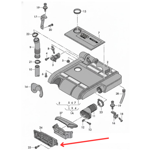 DUCTO ADMISION DE AIRE VOLKSWAGEN JETTA A5/ GOLF 2005 AL 2014/ BEETLE 2012 AL 2019/ SEAT LEON/ ALTEA 2004 AL 2012 NEG SUP ORIGINAL COD. 1K0-805-971-C