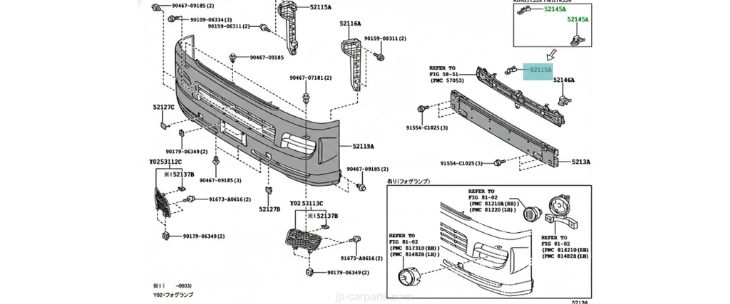 SOPORTE FASCIA (DEFENSA) TOYOTA HIACE 2005 AL 2013 DEL DER ORIGINAL COD. 52145-26100