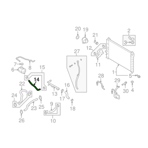 MANGUERA CHEVROLET AVEO 2007 AL 2011/ PONTIAC G3 2010 L4 1.6L ORIGINAL GM COD. 96461942