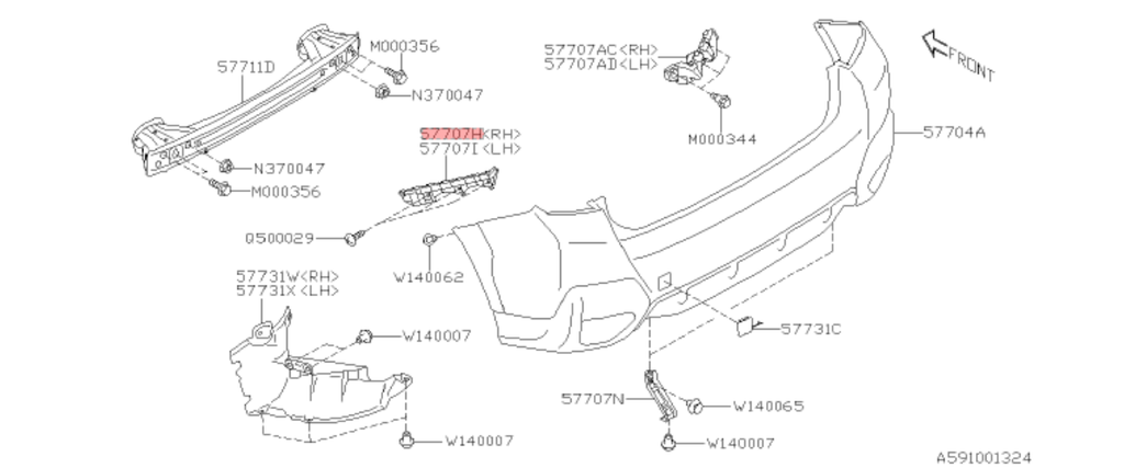 GUIA FASCIA (DEFESA) SUBARU CROSSTREK/ IMPRESA 2018 AL 2023 TRAS DER ORIGINAL COD. 57707FL400