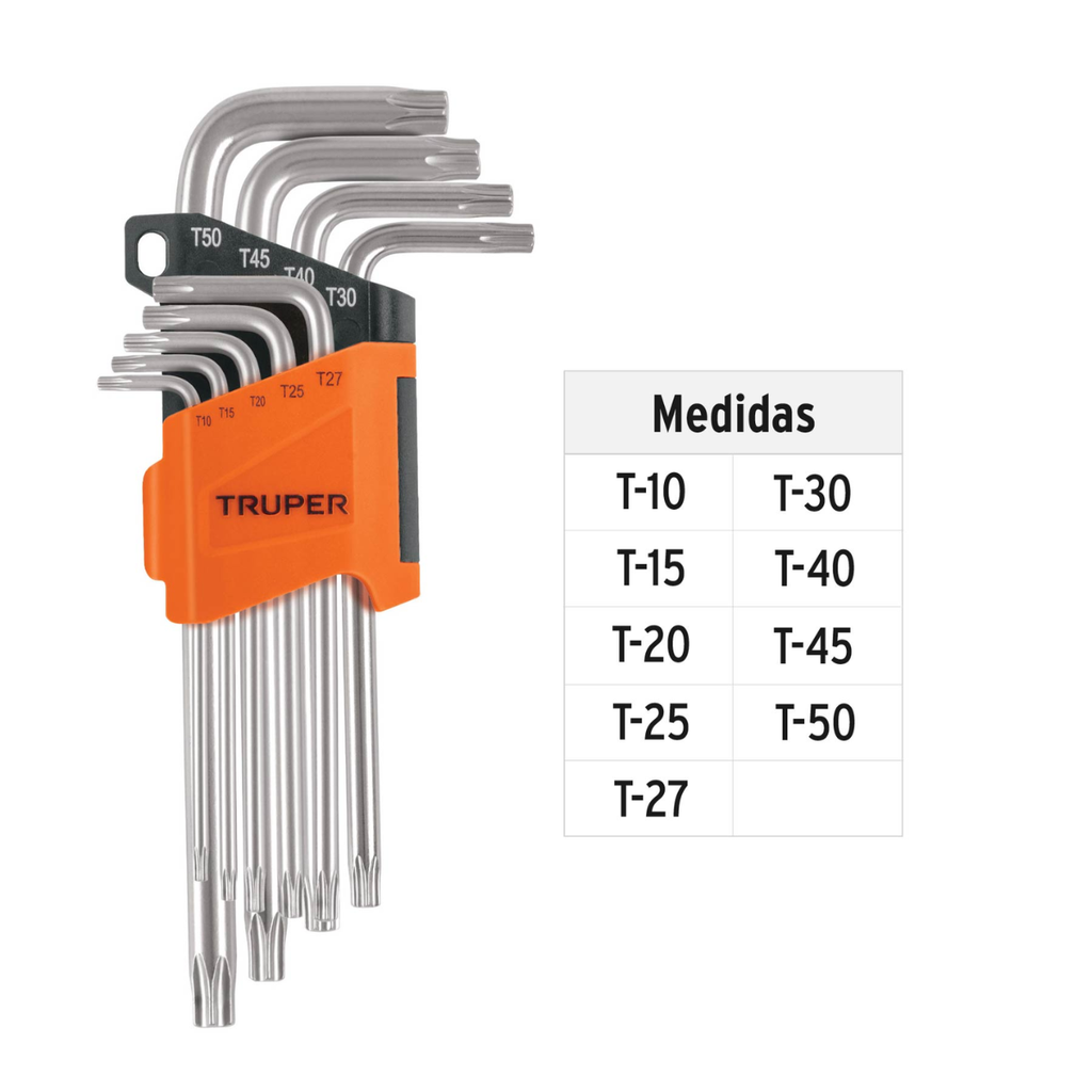 JUEGO DE LLAVES TORX 9 PIEZAS TRUPER COD. 15554 TORX-9