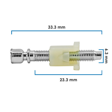 AJUSTADOR FARO CHEVROLET VARIOS 50-22 20 PIEZAS ZINC/NYLON BLANCO/PLATA HOYO MM: 6.3, 1/4 33.3 1 5/16 TALLO MM: 23.3, 59/64 