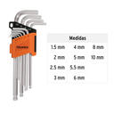 JUEGO DE LLAVES ALLEN PUNTA BOLA LARGAS COD. 13644