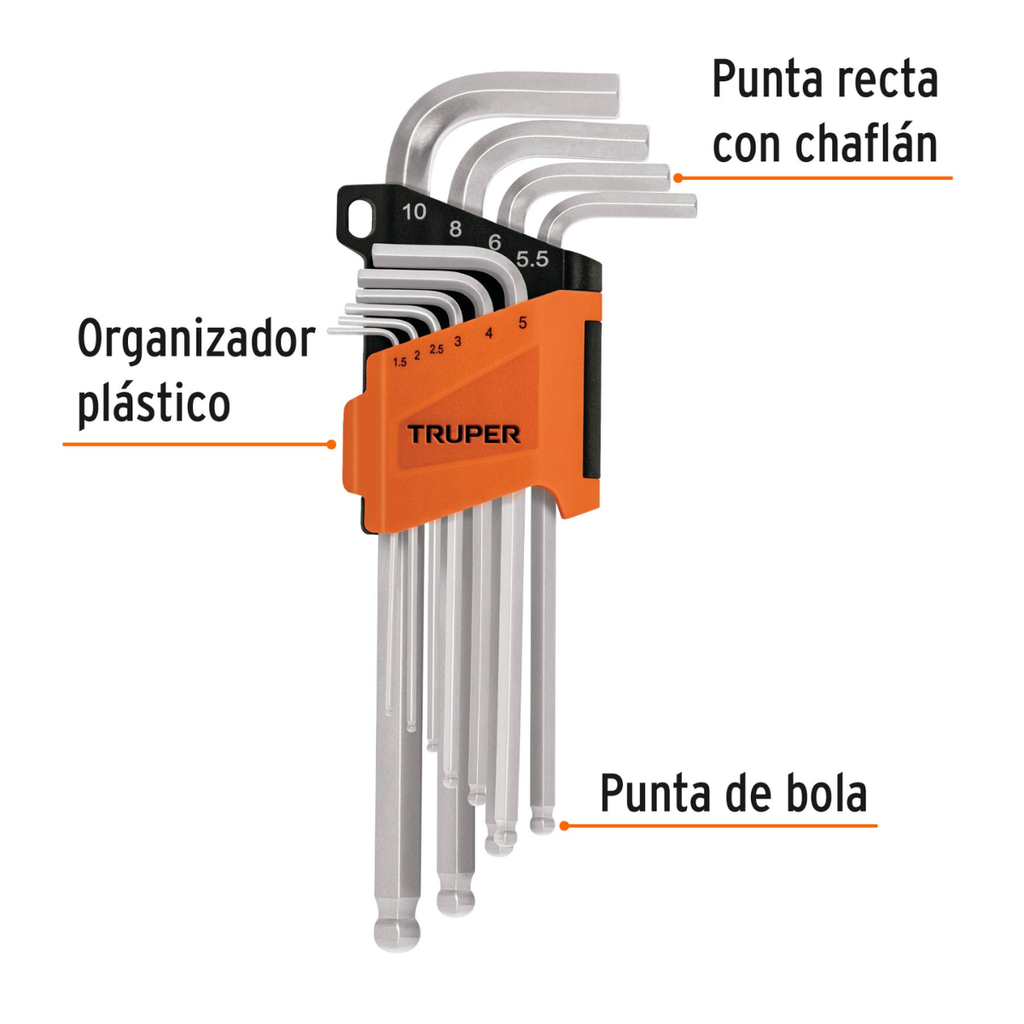 JUEGO DE LLAVES ALLEN PUNTA BOLA LARGAS COD. 13644