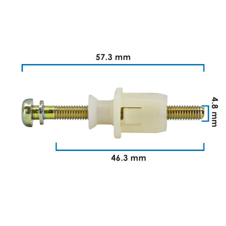 AJUSTADOR FARO TOYOTA VARIOS 50-22 20 PIEZAS NYLON BLANCO 4.8 3/16 57.3 2 1/4 46.3 1 53/64 