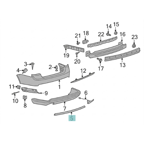 MOLDURA FASCIA (DEFENSA) VOLKSWAGEN JETTA A5/ JETTA GLI 2005 A 2010 SEDAN 4 PTAS TEXT TRAS ORIGINAL COD. 1K5-807-423-9B9