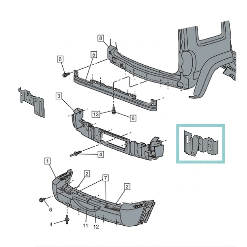 SOPORTE FASCIA (DEFENSA) JEEP LIBERTY 2003 AL 2007 TRAS DER ORIGINAL COD. 55360678AA *EX