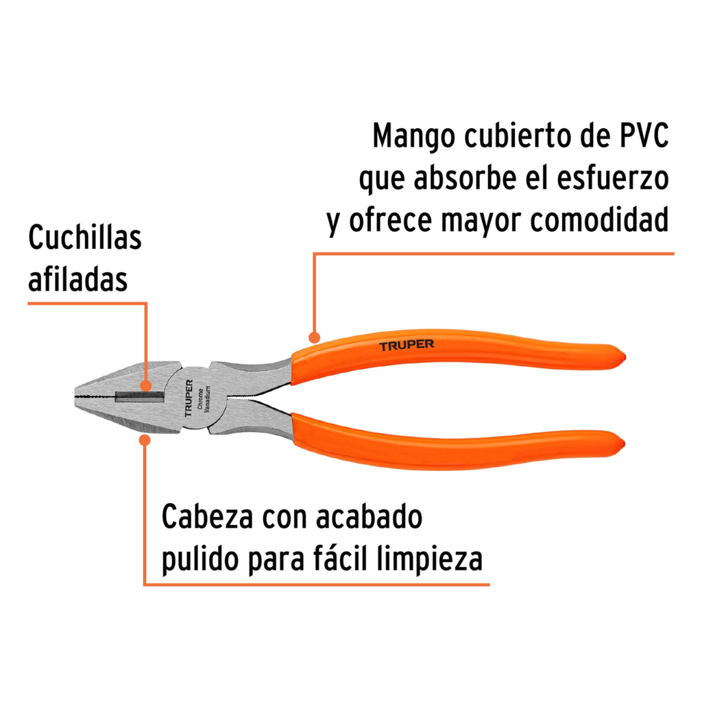 PINZA DE ELECTRICISTA 8" MANGO DE VINIL COD. 17308