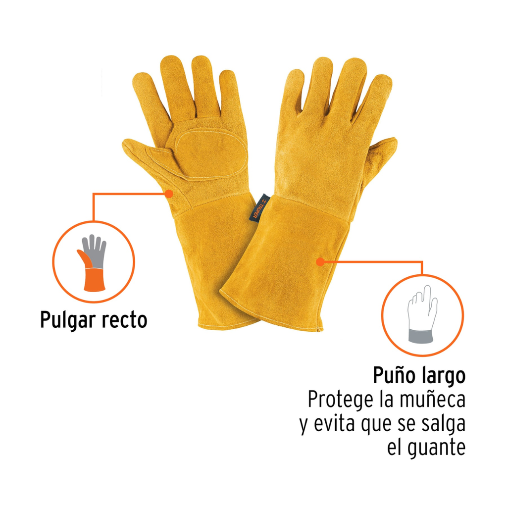 GUANTES D/CARNAZA LARGO P/USO RUDO TRUPER COD. 14242