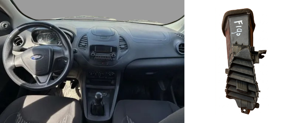 REJILLA INTERIOR DE AIRE ACONDICIONADO FORD FIGO 2016 AL 2021 IMPUSE/ENERGY 1.5L CENT IZQ DESMONTADO ORIGINAL COD. E3B5-A01821-A