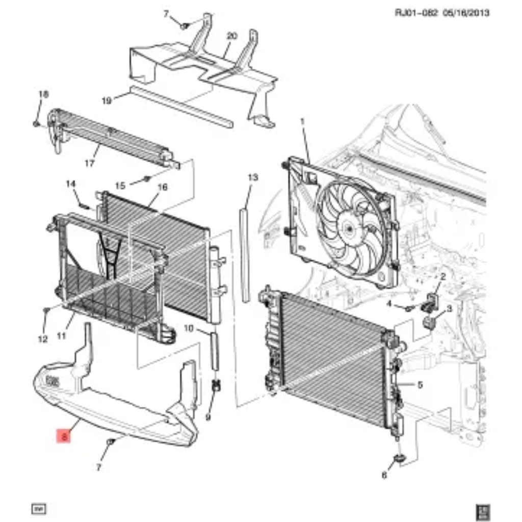 TOLVA DEFELCTOR DE AIRE CHEVROLET TRACKER 2014 AL 2016 INF ORIGINAL COD.