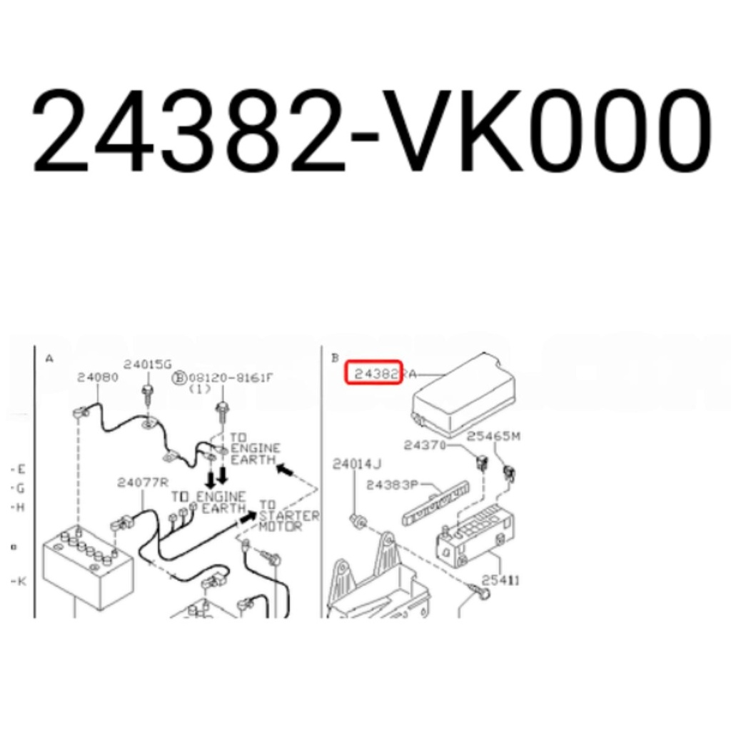 TAPA CAJA FUSIBLES NISSAN PICK UP D22 2008 AL 2015 ORIGINAL COD. 24382-VK001