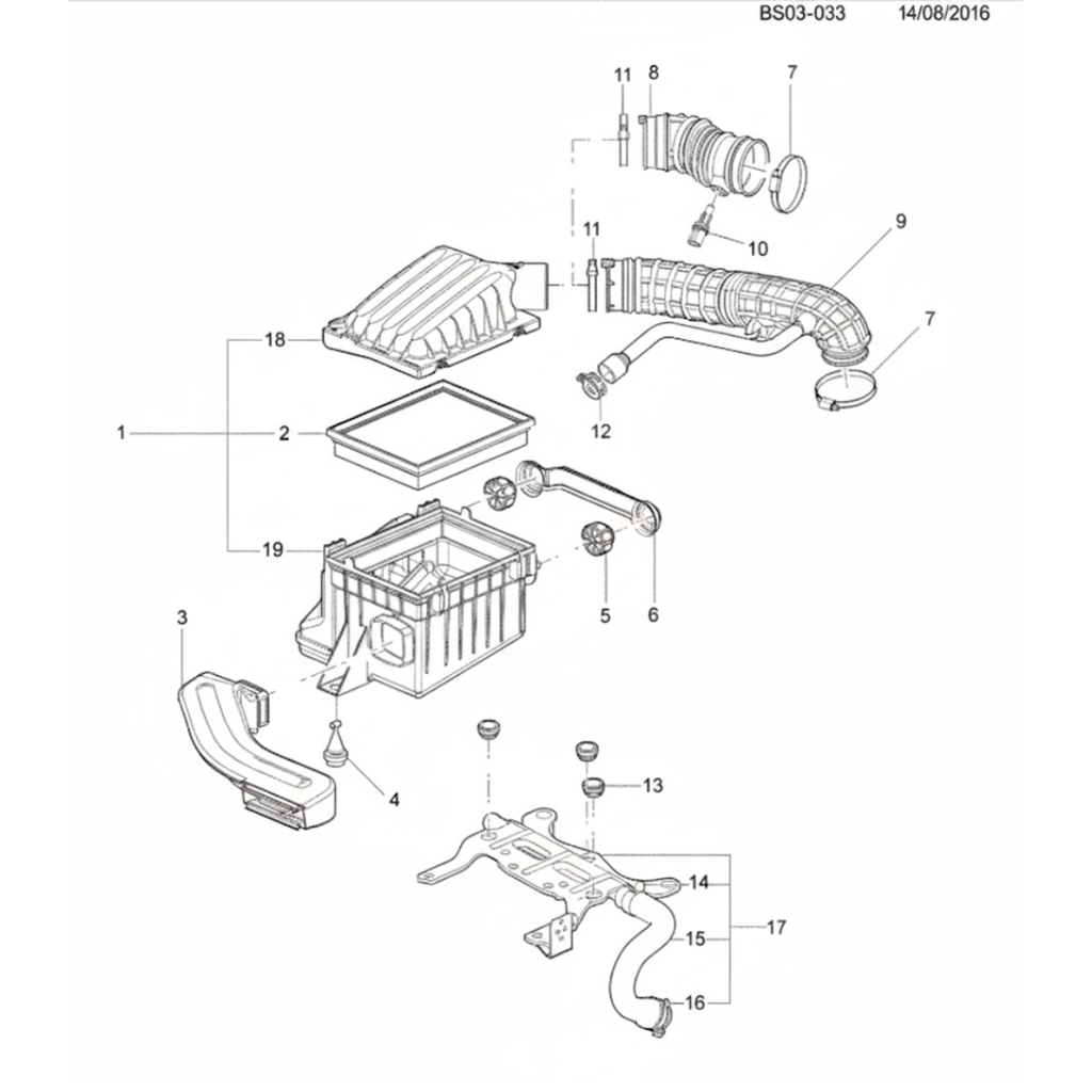 DUCTO ADMISION DE AIRE CHEVROLET CHEVY/ CORSA/ MERIVA/ TORNADO 1996 AL 2011 NEG ORIGINAL COD. 93319842