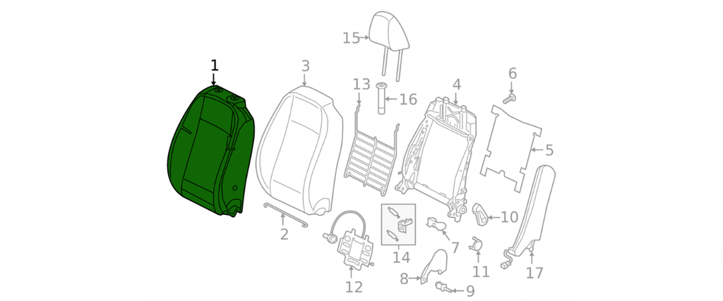FUNDA ASIENTO VOLKSWAGEN JETTA 2019 AL 2021 S/AIRBAG P/RESPALDO TELA NEG DEL DER COD. 17A-881-806-QMS