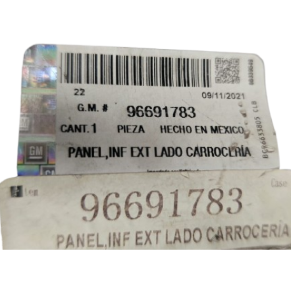 PANEL LAT CHEVROLET AVEO 2008 AL 2017 INF IZQ ORIGINAL COD. 96691783