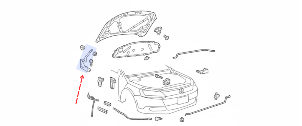 BISAGRA COFRE VOLKSWAGEN JETTA BICENTANARIO 2011 AL 2018 DER ORIGINAL COD. 5C6-823-302-A