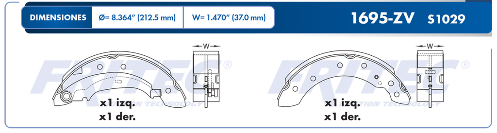 [OW1695ZV] BALATAS FRENO NISSAN PLATINAP/TAMBOR FRITEC COD. OW1695ZV (160075)