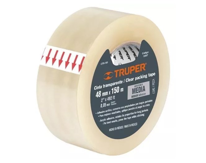 CINTA TRANSPARENTE USO GRAL 48mm x 150m TRUPER 1 PZA COD. 12557 CTR-150