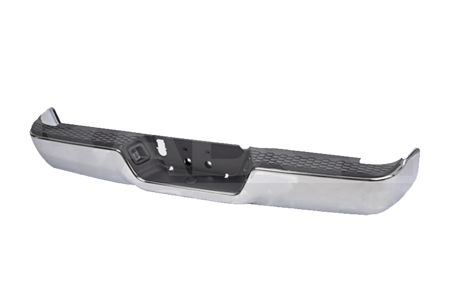 [DORAM09DEFTCR] DEFENSA DODGE RAM 09-19 CROM COMPLETA S/HOYO P/SENSOR TRAS