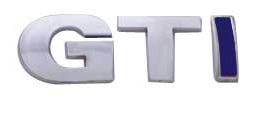 INSIGNIA ORIGINAL VOLKSWAGEN GTI LETRAS CROMDAS / AZUL(