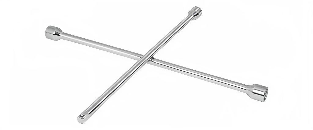 LLAVE DE CRUZ 20" PULIDA Y CROMADA CON ENTRADA CUADRO 1/2" TRUPER COD 18024