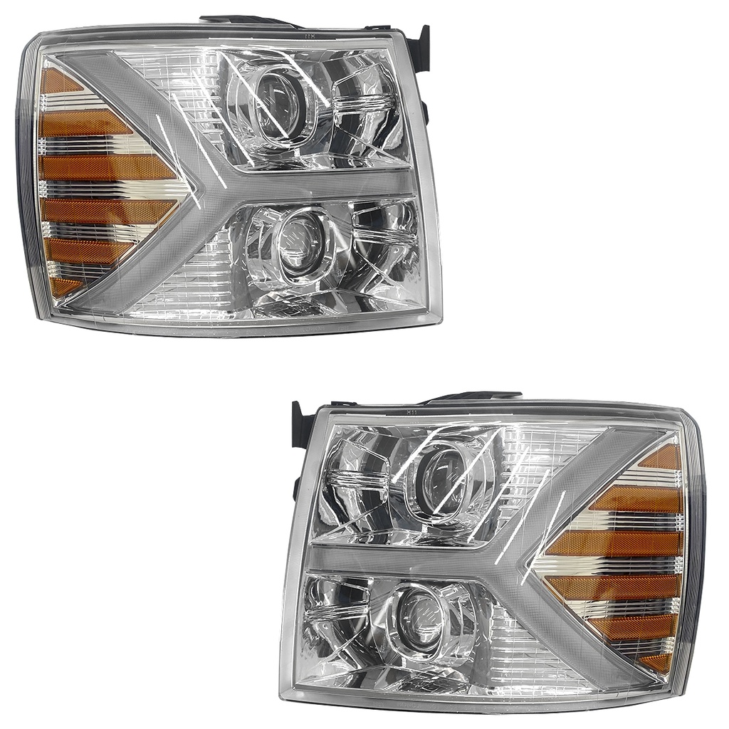 [FACH-PU07-JUP] FARO CHEVROLET PICK UP/ SILVERADO 2007 AL 2013 SPORT C/LUPA F/CROM JGO CN *G