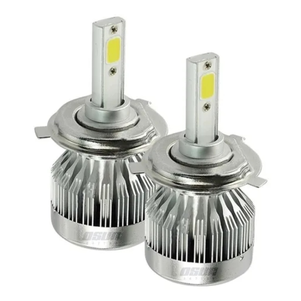 [BULE-H42C-J] BULBO (FOCO) LED H4 2 CARAS LUZ ALTA/BAJA 35W/55W 8-32 V 2 PZAS OSUN C/VENTILADOR C/EMP MOJ