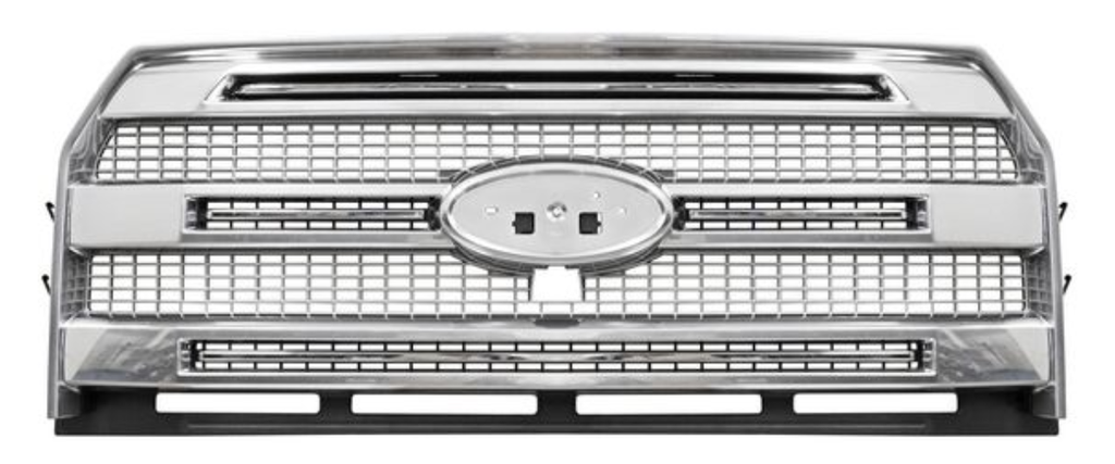 PARRILLA FORD PU/ LOBO / F150  2015 AL 2017 CROM/PLATA 3 LINEAS C/HOYO P/CAMARA