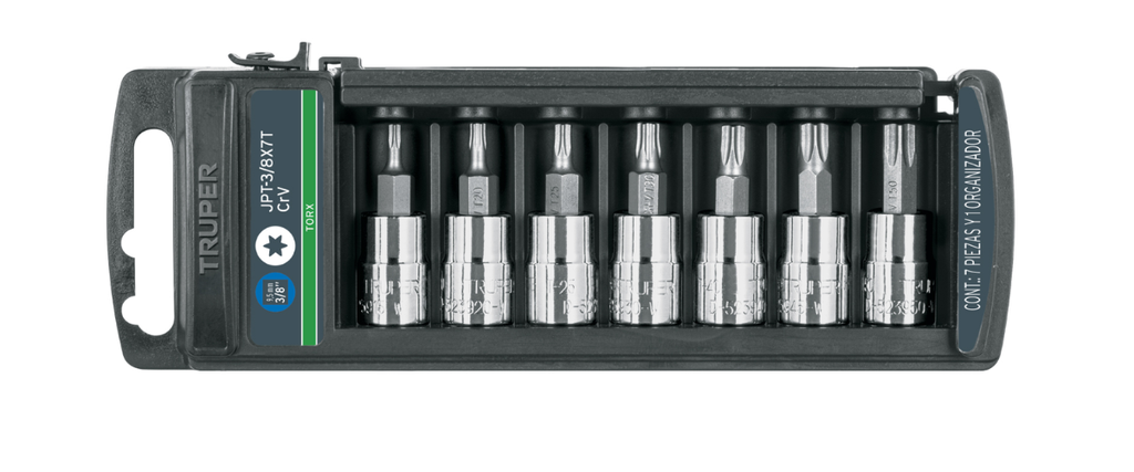 [DA-14171] JUEGO DE DADOS PUNTA TORX 3/8" 7 PZAS TRUPER COD. 14171