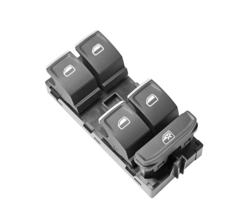 [70879MAN] BOTON CONTROL P/ELEVADOR CRISTAL ELECT VOLKSWAGEN GOLF 12-17/ VOLKSWAGEN PASSAT 12-16/ VOLKSWAGEN TIGUAN 18-20/ ELEVADOR 8 PINES 5 TECLAS NEGRO FILO CROMADO 12 V CC 